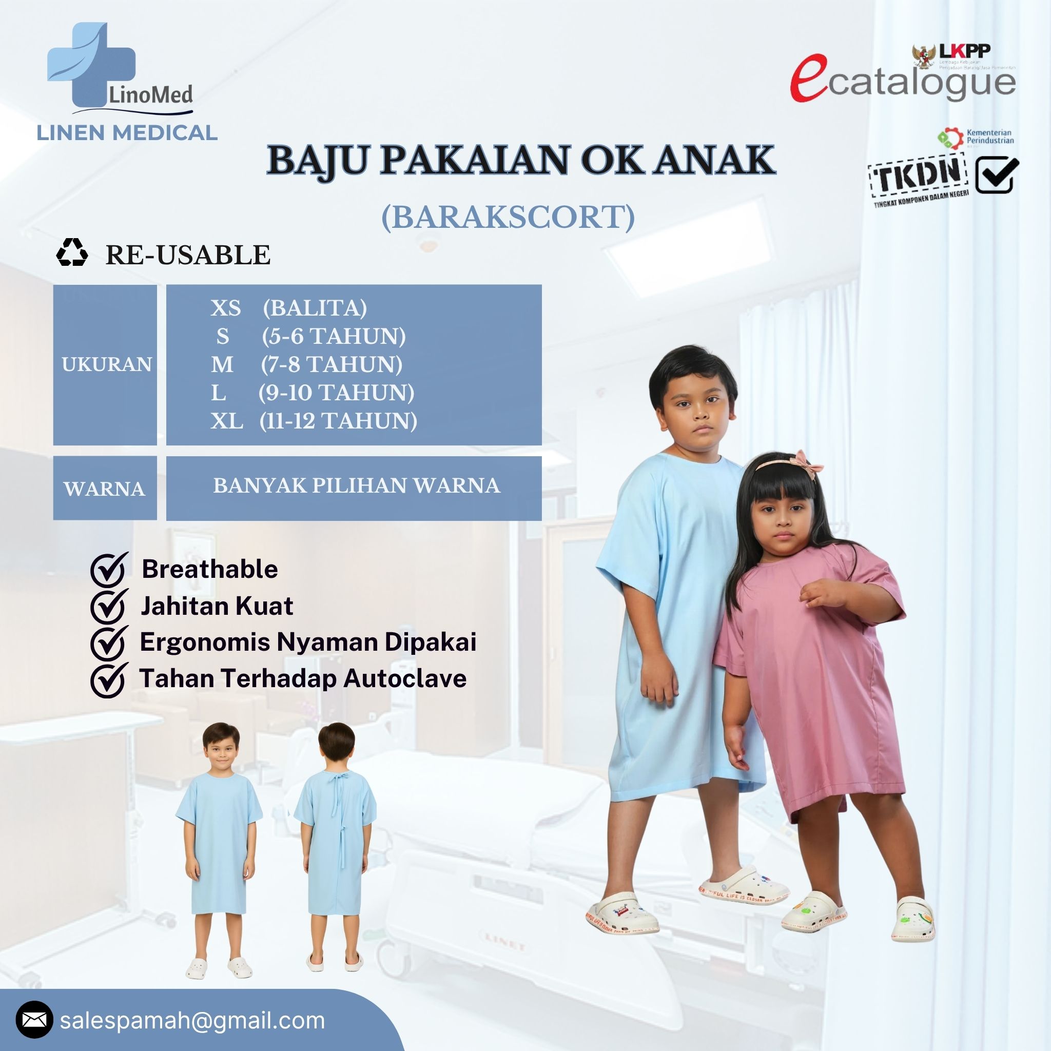 Baju Pasien OK Anak (Model Barakscort)